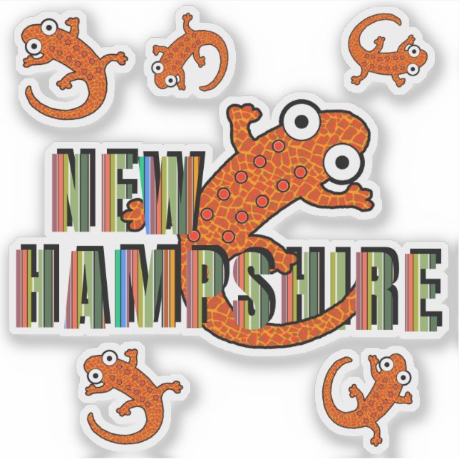 New Hampshire State Symbol Red Spotted Newt Stripe Sticker (Front)