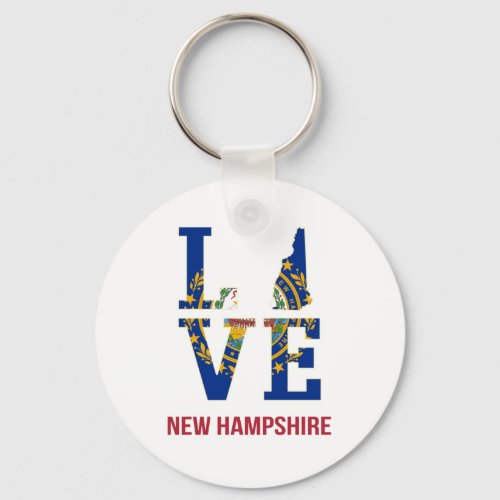 New Hampshire State USA Love Keychain