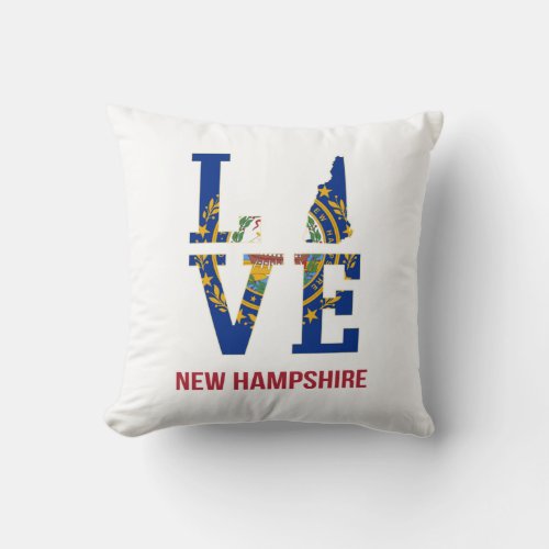 New Hampshire State USA Love Throw Pillow