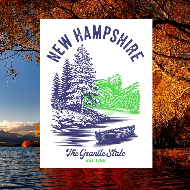 New Hampshire The Granite State Est. 1788 Lakeside Postcard (New Hampshire)