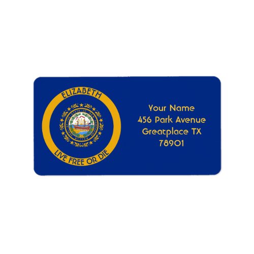 New Hampshire The Granite State Personalized Flag Label