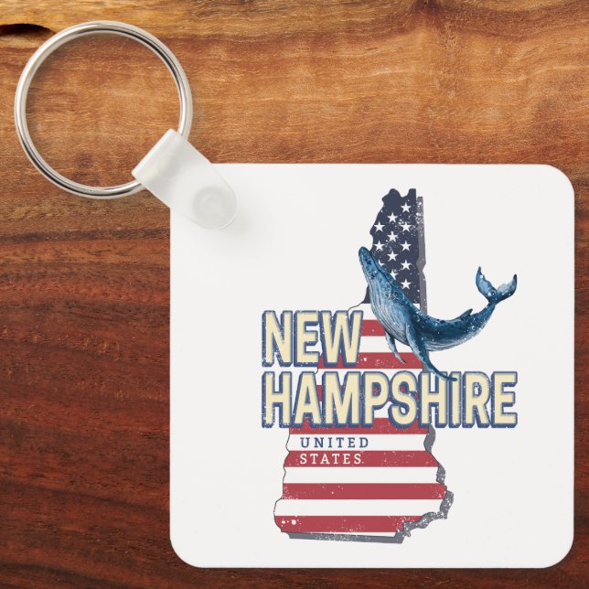 New Hampshire United States Retro State Map Keychain (Front)