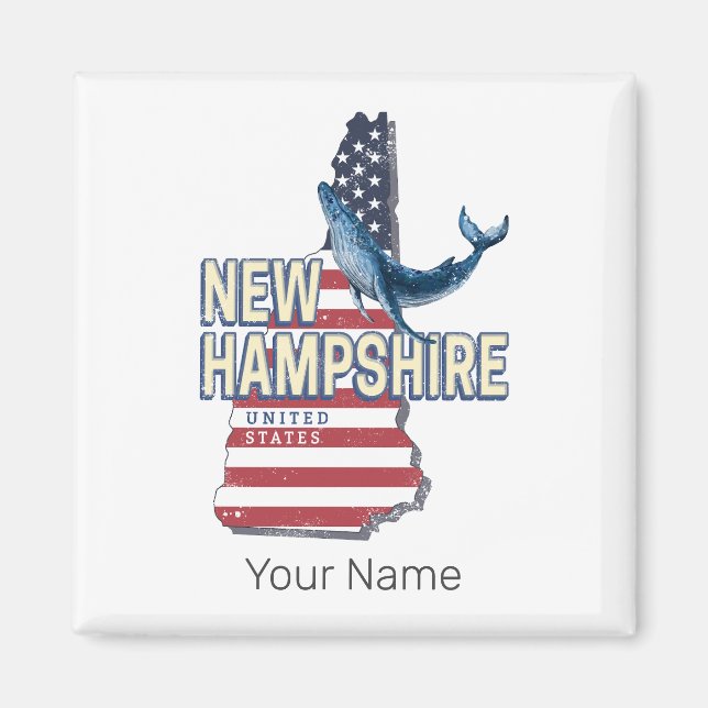 New Hampshire United States Retro State Map Magnet (Front)