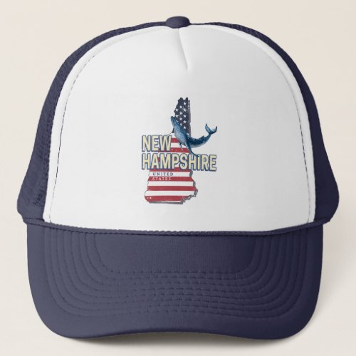 New Hampshire United States Retro State Map Trucker Hat
