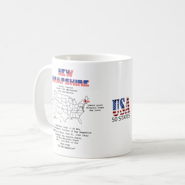 New Hampshire United States state on a map Coffee Mug (Front Left)
