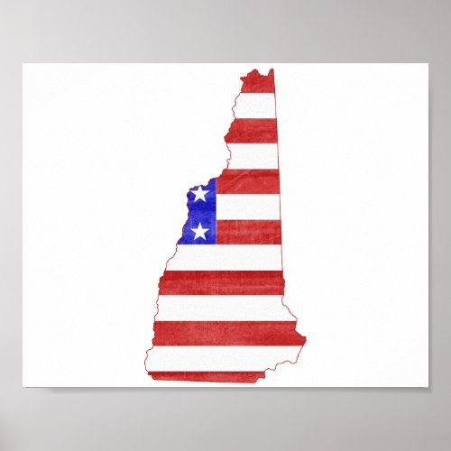 New Hampshire USA flag silhouette state map Poster