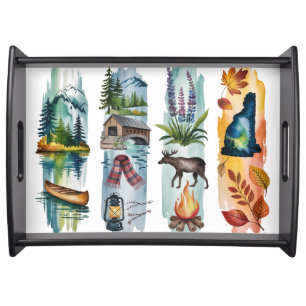 New Hampshire Watercolor Art Print – Nature, Fall Serving Tray