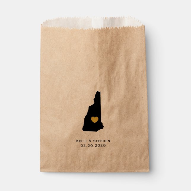 New Hampshire Wedding Favor Treat Sacks, Gift Bags (Front)