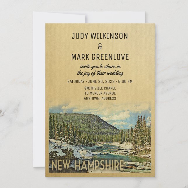 New Hampshire Wedding Invitation Vintage Nature (Front)