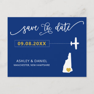 New Hampshire Wedding Save the Date Map Postcard