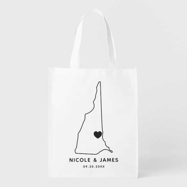 New Hampshire Wedding Welcome Bag Map Tote (Front)