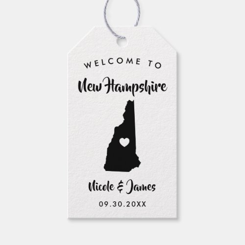 New Hampshire Wedding Welcome Bag Tags Map Gift Tags