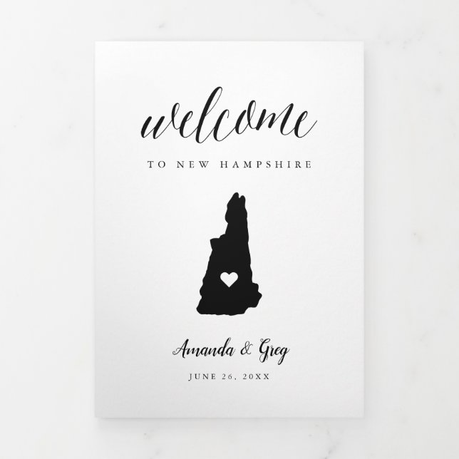 New Hampshire Wedding Welcome Letter & Itinerary Tri-Fold Program (Cover)