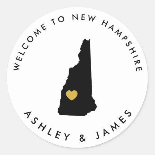 New Hampshire Wedding Welcome Sticker Tag Black