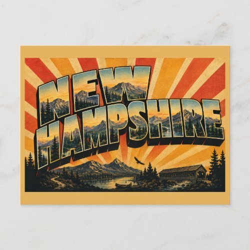 New Hampshire White Mountains Lake Forest Art Postcard