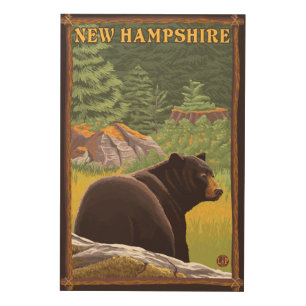 New HampshireBlack Bear in Forest Wood Wall Decor