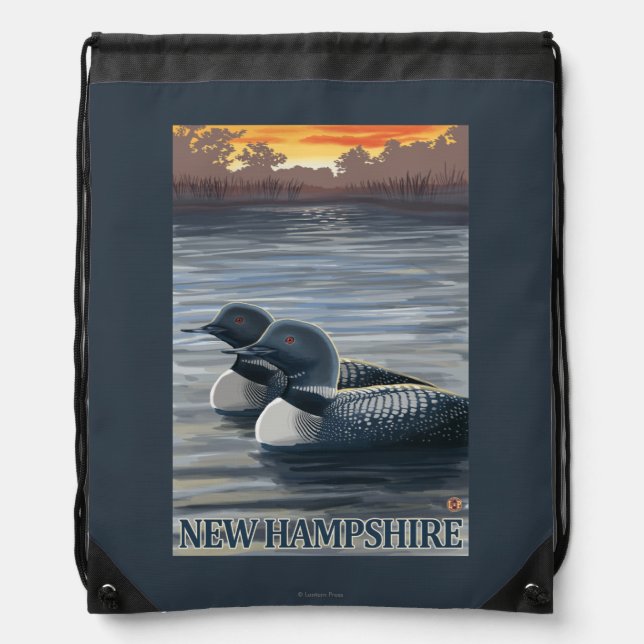 New HampshireCommon Loon Drawstring Bag (Front)