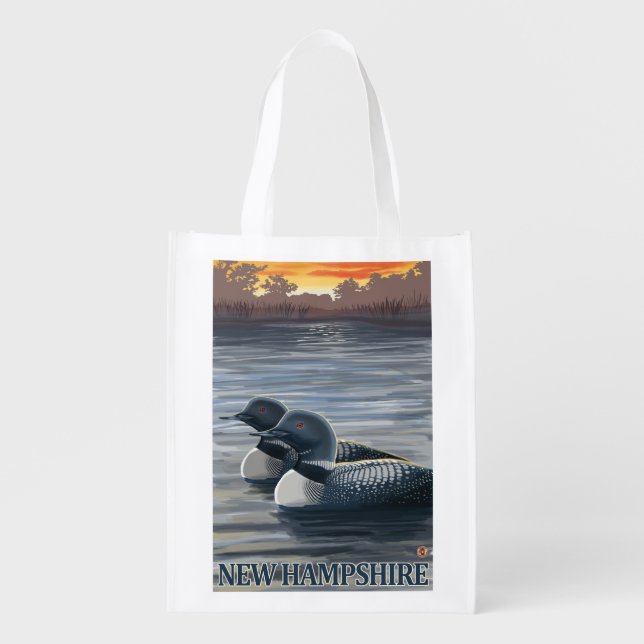 New HampshireCommon Loon Reusable Grocery Bag (Front)