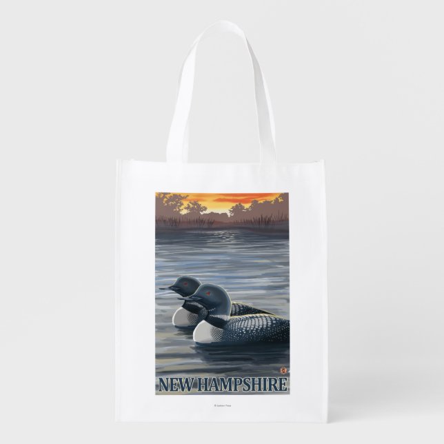 New HampshireCommon Loon Reusable Grocery Bag (Front)