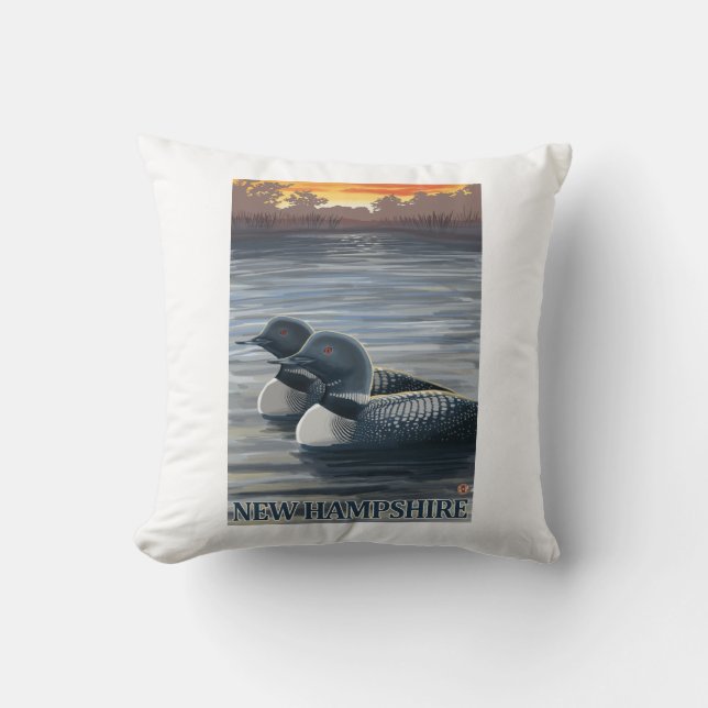 New HampshireCommon Loon Throw Pillow (Front)