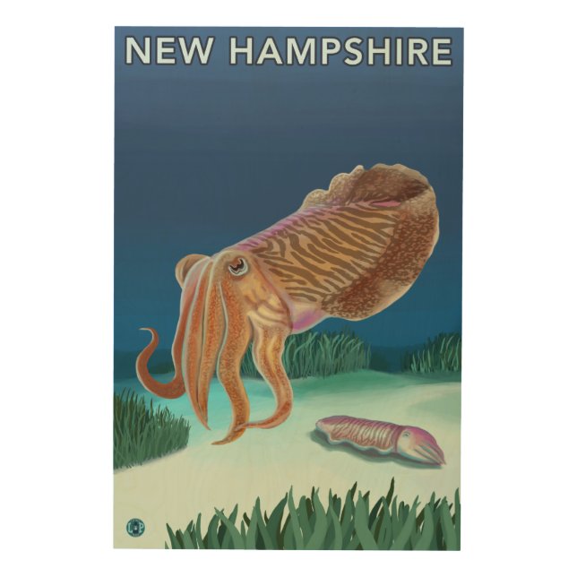New HampshireCuttlefish Scene Wood Wall Decor (Front)