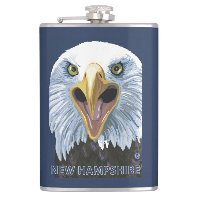 New HampshireEagle Up Close Hip Flask (Front)