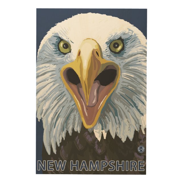 New HampshireEagle Up Close Wood Wall Art (Front)