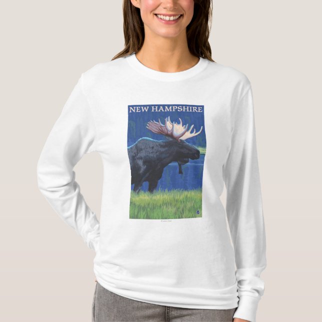 New HampshireMoose in the Moonlight T-Shirt (Front)