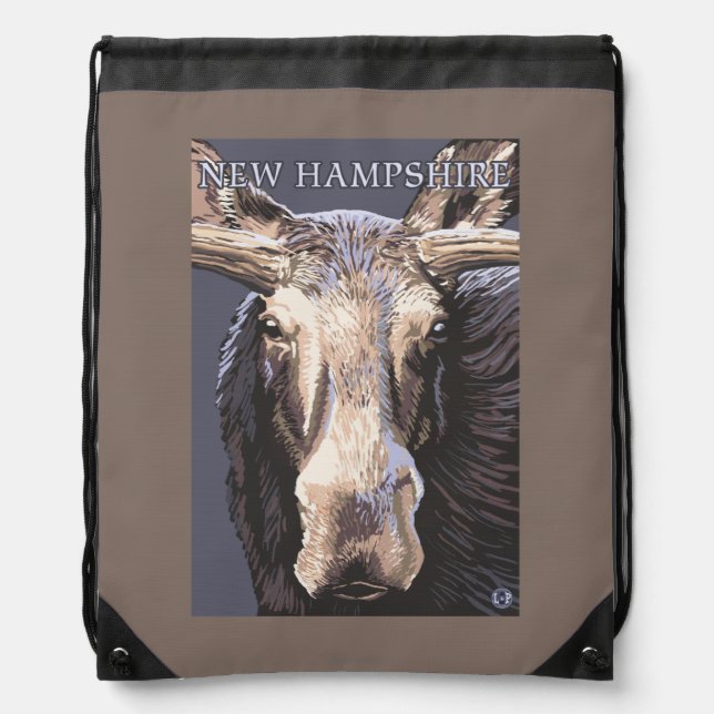 New HampshireMoose Up Close Drawstring Bag (Front)