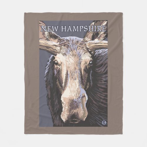 New HampshireMoose Up Close Fleece Blanket