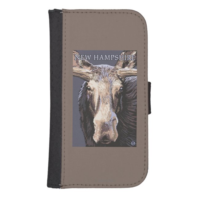 New HampshireMoose Up Close Samsung Galaxy Wallet Case (Front)
