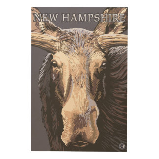 New HampshireMoose Up Close Wood Wall Decor