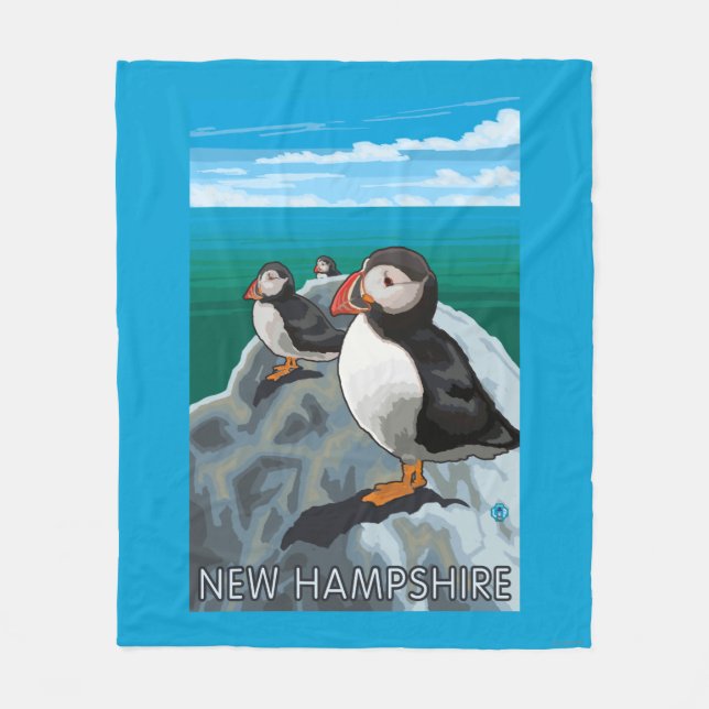 New HampshirePuffins Scene Fleece Blanket (Front)
