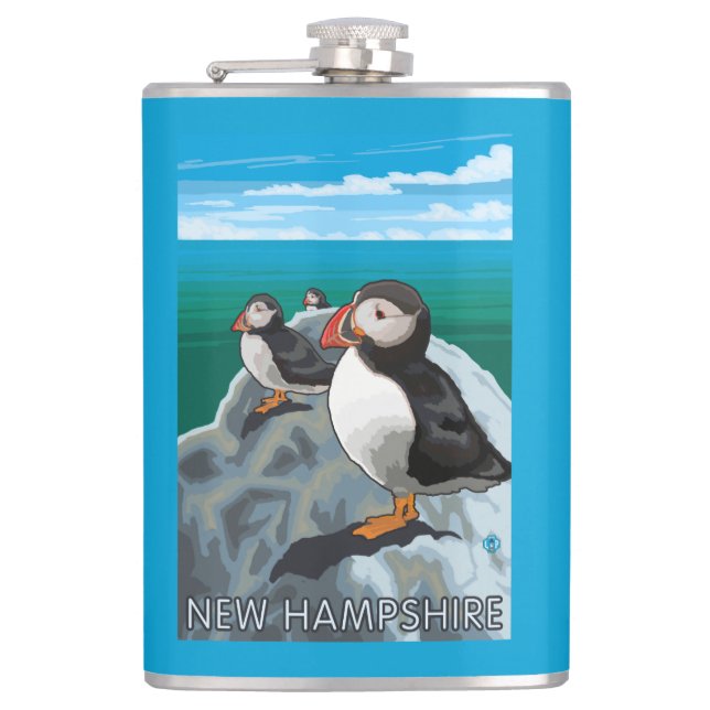 New HampshirePuffins Scene Hip Flask (Front)