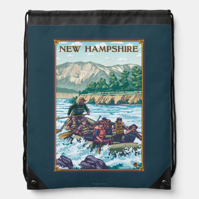 New HampshireRiver Rafting Scene Drawstring Bag (Front)