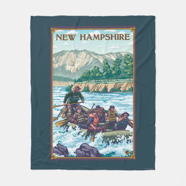 New HampshireRiver Rafting Scene Fleece Blanket (Front)