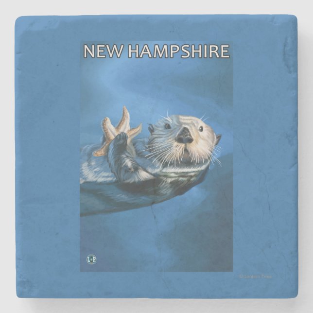 New HampshireSea Otter Scene Stone Coaster (Front)