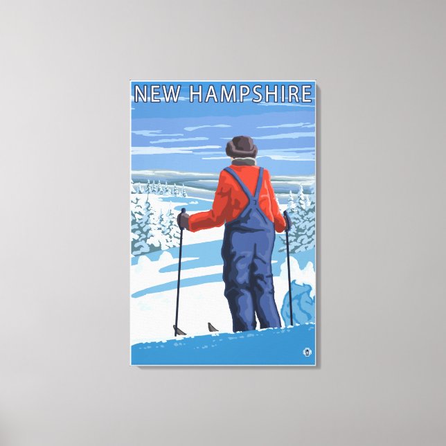 New HampshireSkier Admiring View Canvas Print (Front)