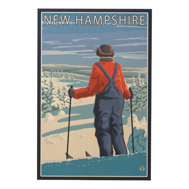 New HampshireSkier Admiring View Wood Wall Art (Front)