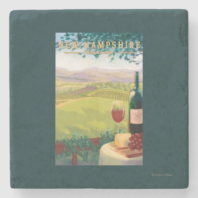 New HampshireWine Country Scene Stone Coaster (Front)