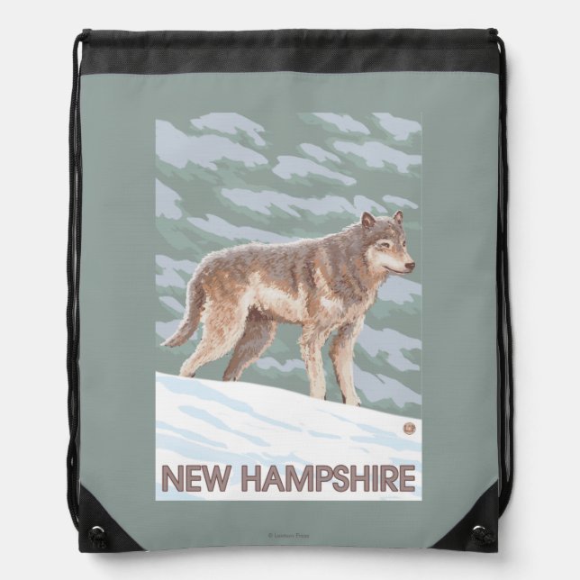 New HampshireWolf Scene Drawstring Bag (Front)