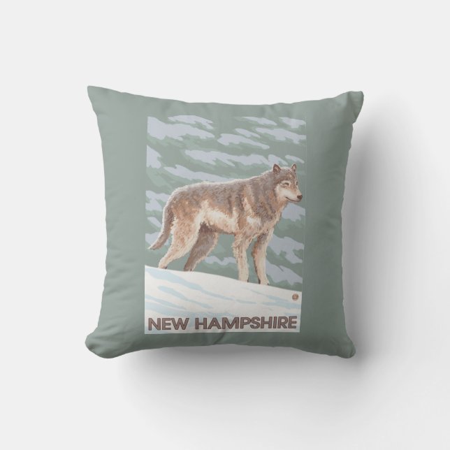 New HampshireWolf Scene Throw Pillow (Front)