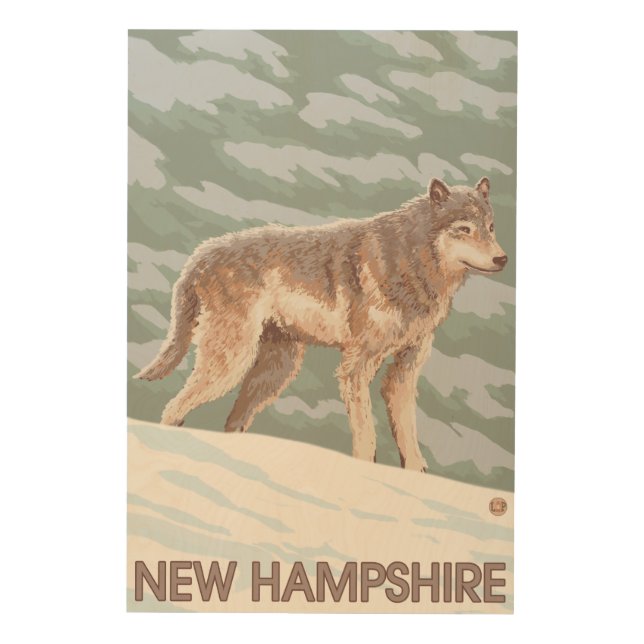 New HampshireWolf Scene Wood Wall Decor (Front)