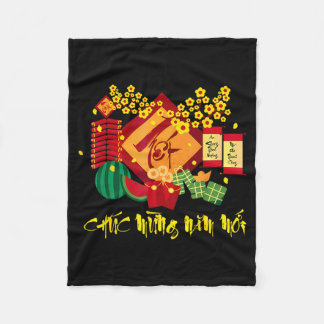 New Happy Vietnamese Lunar Chuc Mung Fleece Blanket