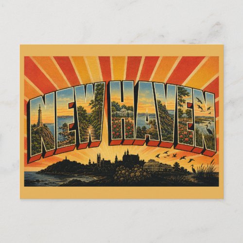 New Haven Connecticut Parks Shoreline Ridge Art Postcard