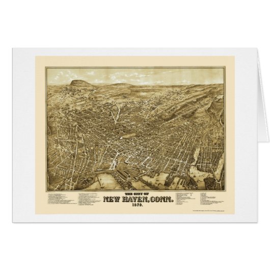 New Haven, CT Panoramic Map - 1879 Cards (Front Horizontal)