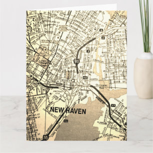 New Haven, CT Vintage Map Card
