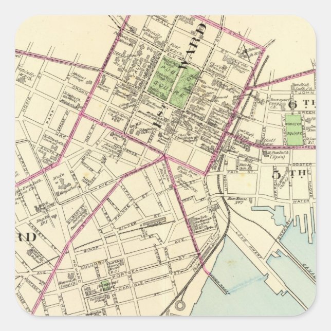 New Haven Map Square Sticker (Front)