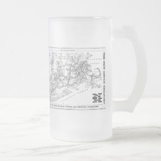 New Haven Railroad 1956 Map Frosted Glass Beer Mug