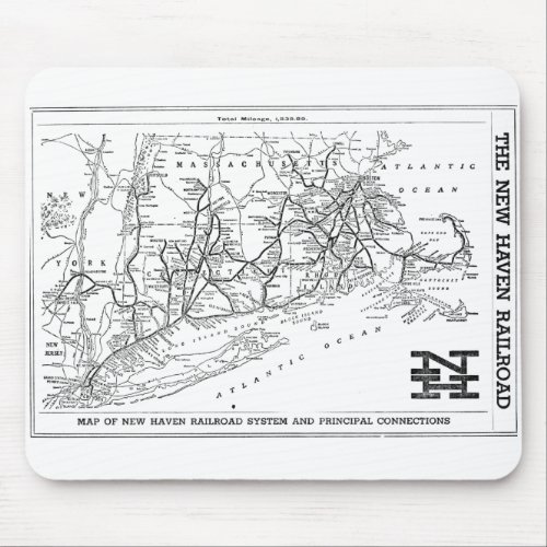 New Haven Railroad 1956 Map Mouse Pad